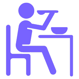 icon of a kid eating at a table to represent feeding skills as it relates to feeding therapy