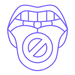 icon of a mouth with a no symbol to represent oral sensory aversions as it relates to feeding therapy